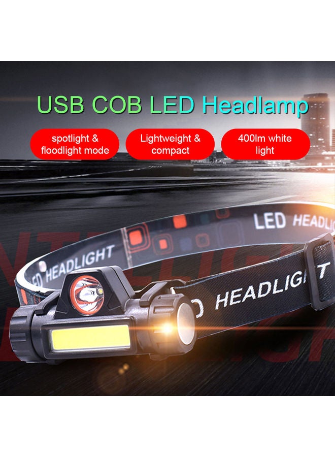Generic Mini USB Rechargeable COB LED Headlamp Black 9.00x6.50x6.50cm  - Image 2