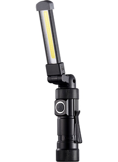 Portable USB Rechargeable COB LED Flashlight Black 10.80x4.00x8.00cm