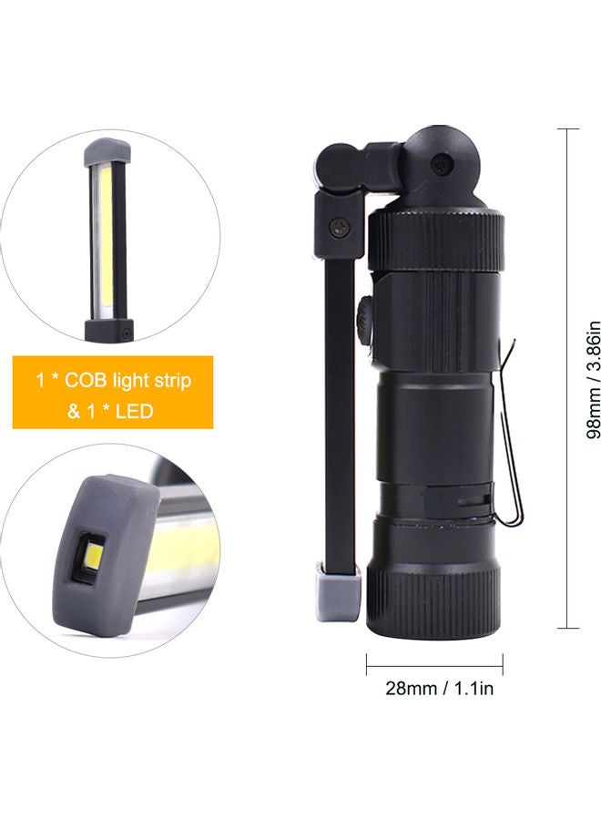 Generic - Portable USB Rechargeable COB LED Flashlight Black 10.80x4.00x8.00cm - Image 1