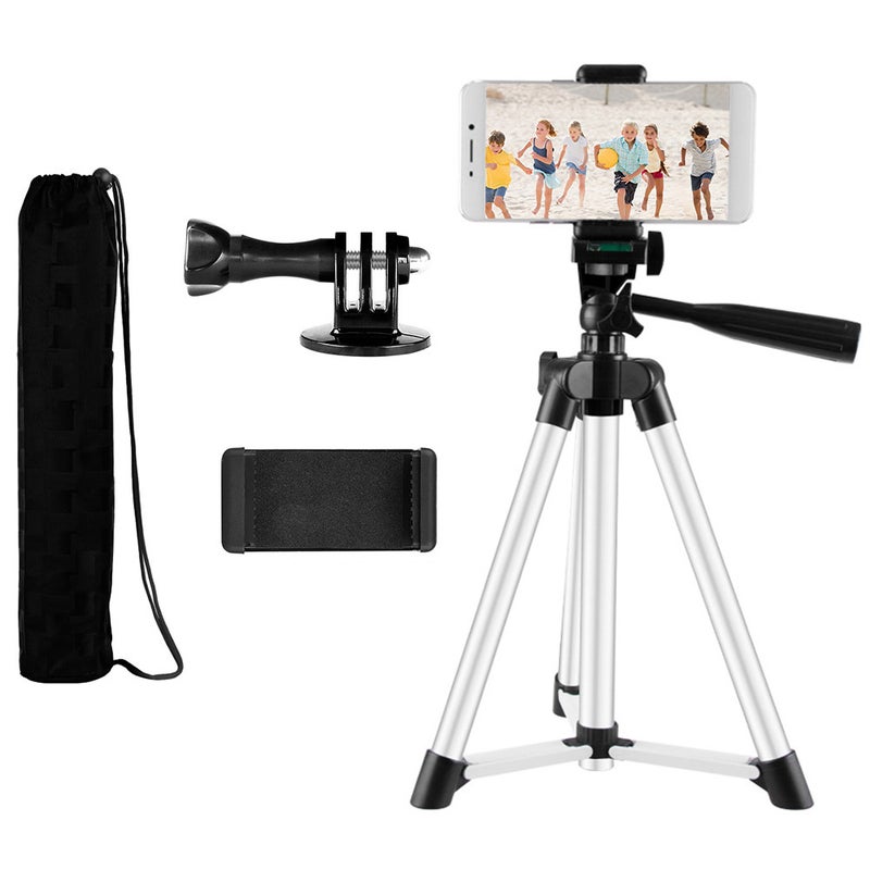 50cm Lightweight Tripod With Phone Holder Storage Bag Silver  - Image 2