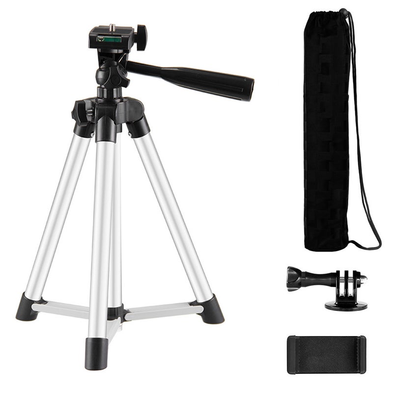 50cm Lightweight Tripod With Phone Holder Storage Bag Silver  - Image 3