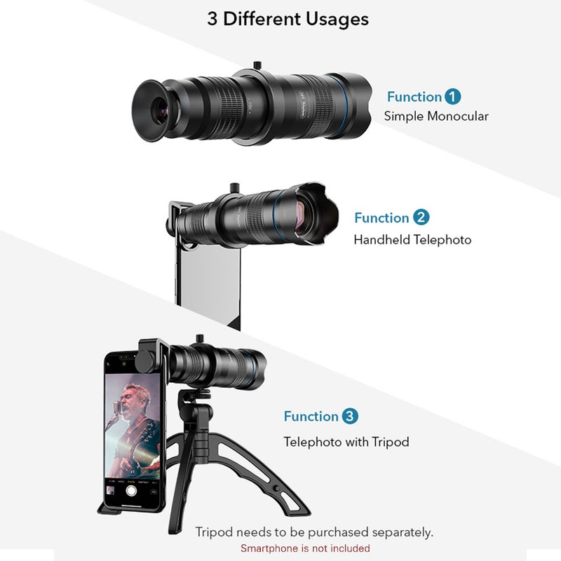 ANDOER APL-JS28X HD 28X Metal Single-tube Telephoto Lens Black  - Image 5