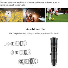 APL-JS36XJJ04 HD 36X Metal Single-tube Telescope Telephoto Lens Black - v1608194633/N42375376A_6