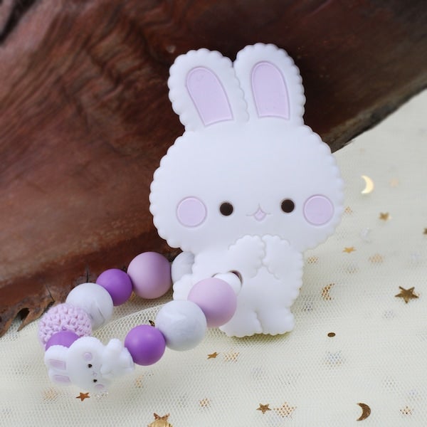1-Piece Safe Rabbit Silicone Baby Teether Ring Nursing Bracelet  - Image 5