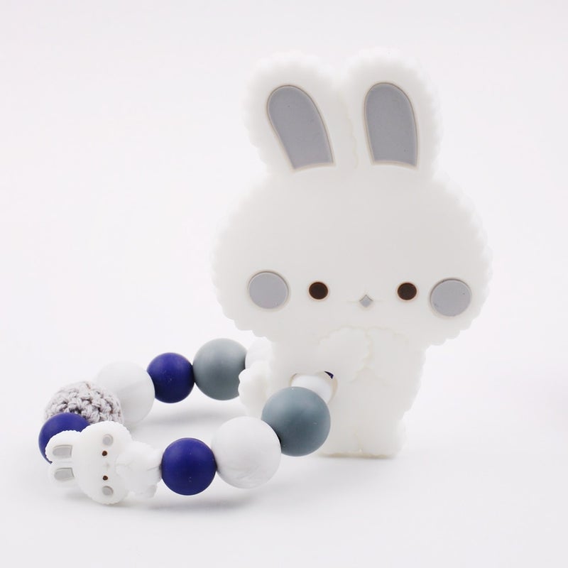 1-Piece Safe Rabbit Silicone Baby Teether Ring Nursing Bracelet  - Image 1
