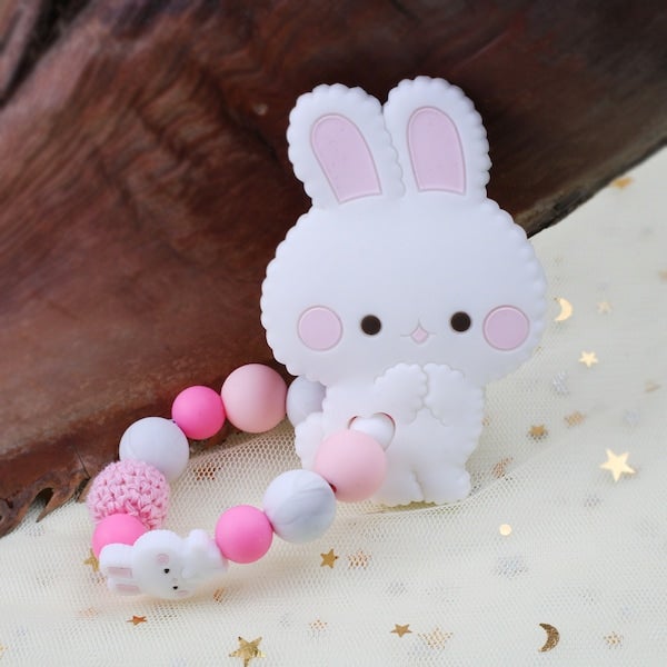 1-Piece Safe Rabbit Silicone Baby Teether Ring Nursing Bracelet  - Image 3