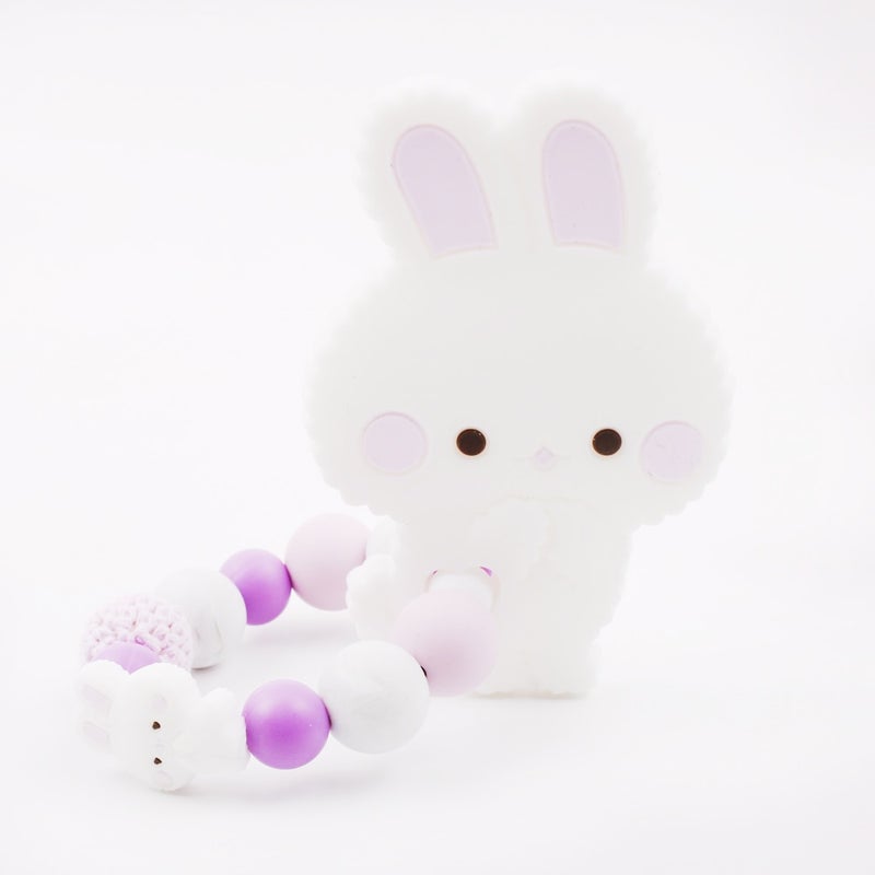 1-Piece Safe Rabbit Silicone Baby Teether Ring Nursing Bracelet  - Image 1