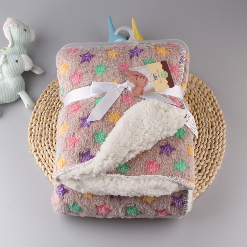 Generic Printed Thicken Soft New Born Swaddle Stroller Baby's Blanket  - Image 1