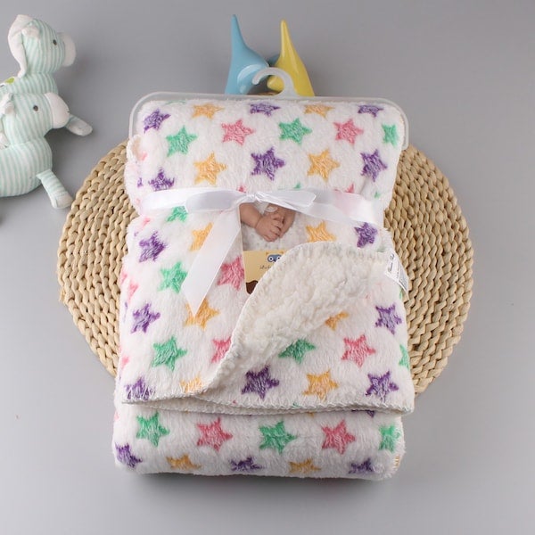 Generic Printed Thicken Soft New Born Swaddle Stroller Baby's Blanket  - Image 3