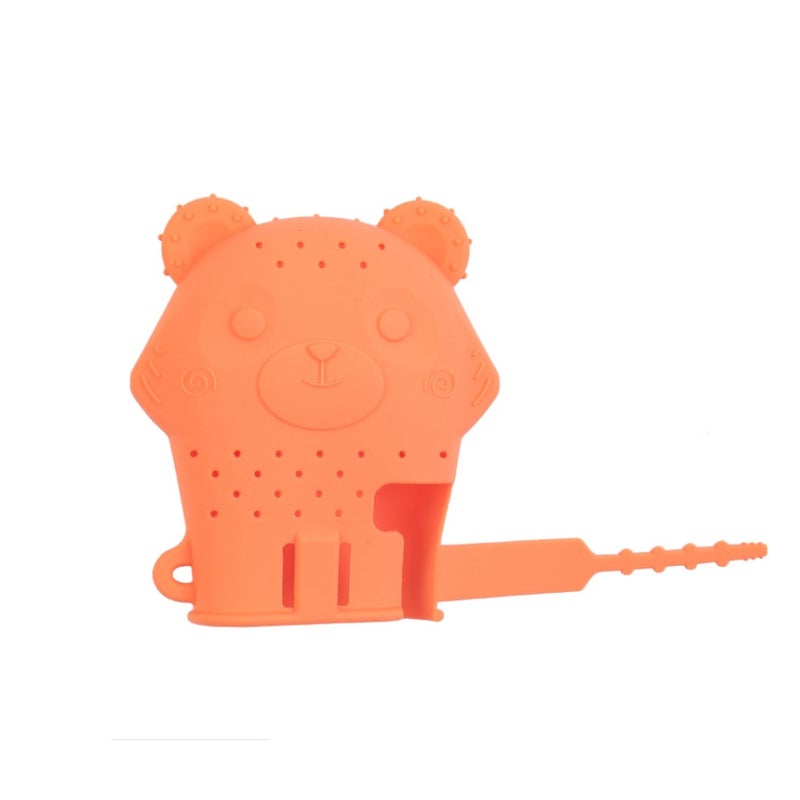 عضاضة أسنان للأطفال من السيليكون الناعم بتصميم حيوان كرتوني بلون سادة - Image 1