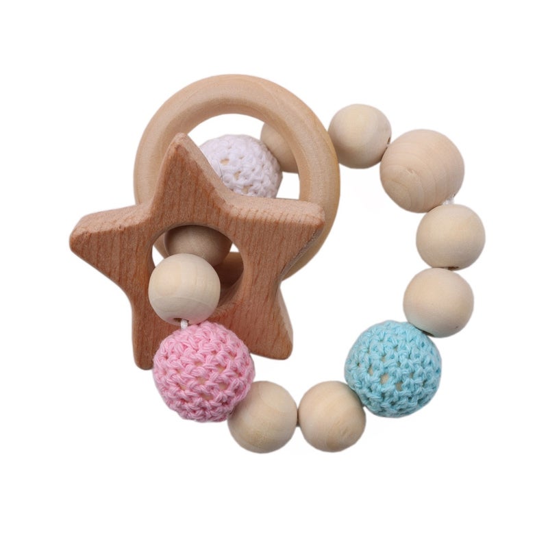1-Piece Safe Beech Wooden Teething Bracelet Unicorn Animal Chew Toy  - Image 1