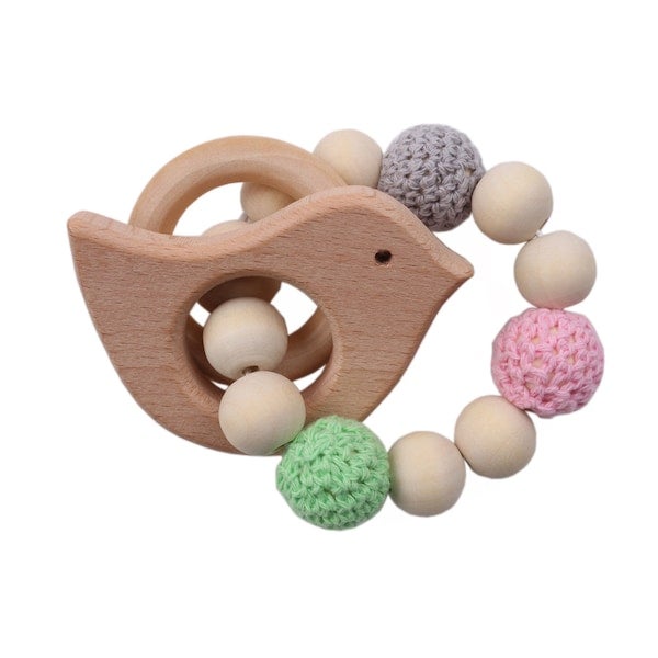 1-Piece Safe Beech Wooden Teething Bracelet Unicorn Animal Chew Toy  - Image 4