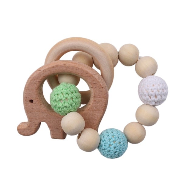 1-Piece Safe Beech Wooden Teething Bracelet Unicorn Animal Chew Toy  - Image 5