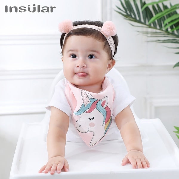 مريلة أطفال قطن ناعمة بتصميم مثلث الشكل وطبعة حيوانات من 3 قطع - Image 2