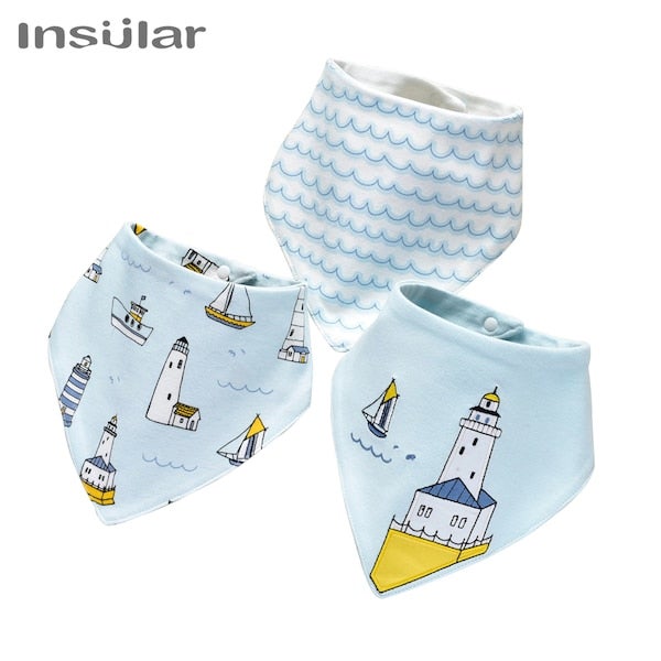 مريلة أطفال قطن ناعمة بتصميم مثلث الشكل وطبعة حيوانات من 3 قطع - Image 3