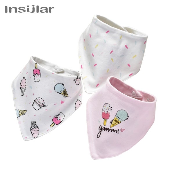 مريلة أطفال قطن ناعمة بتصميم مثلث الشكل وطبعة حيوانات من 3 قطع - Image 4