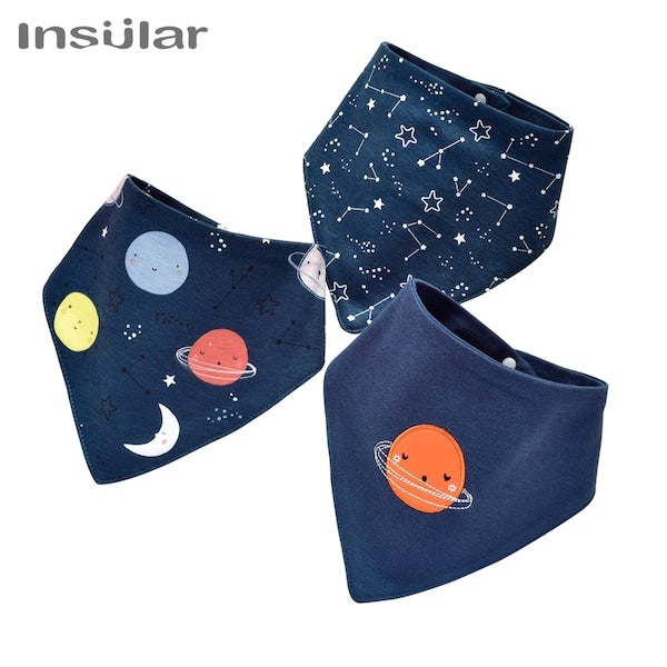 مريلة أطفال قطن ناعمة بتصميم مثلث الشكل وطبعة حيوانات من 3 قطع - Image 5