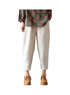 Casual High Waist Capri Pants Harem Trousers White