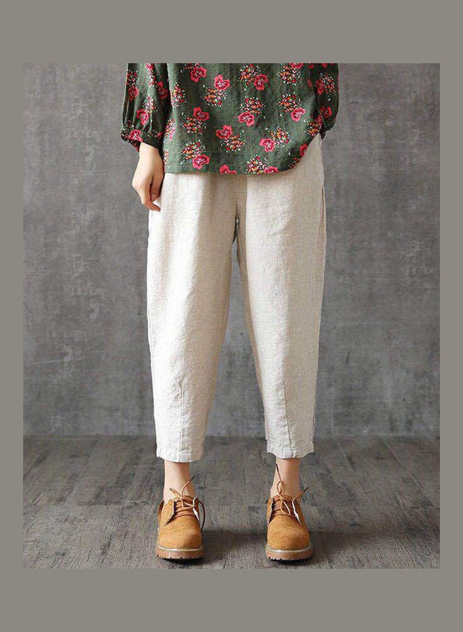 Generic - Casual High Waist Capri Pants Harem Trousers White - Image 1