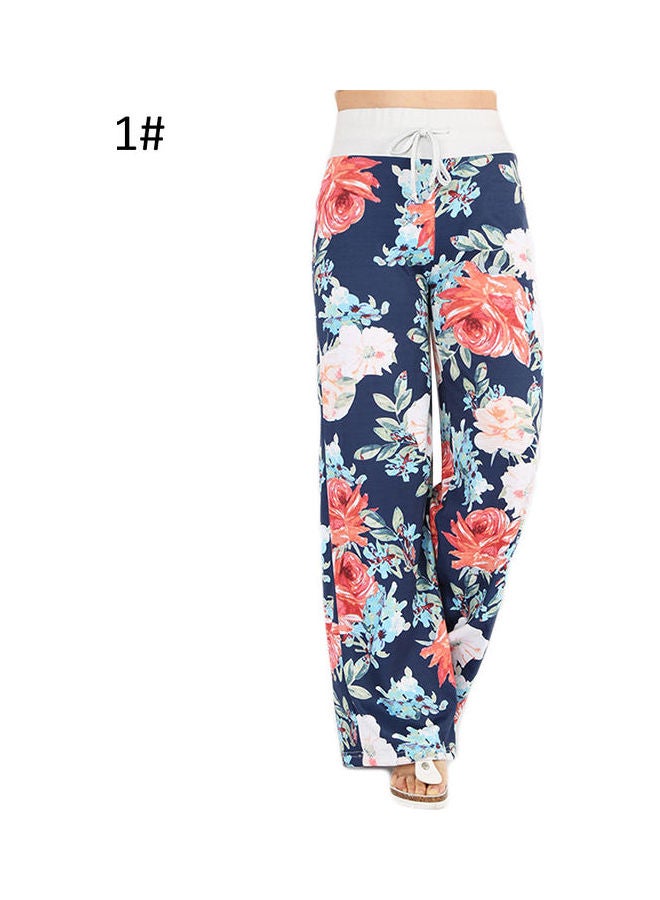 Elastic Floral Print Casual Loose Drawstring Harem Pants Multicolour - Image 1