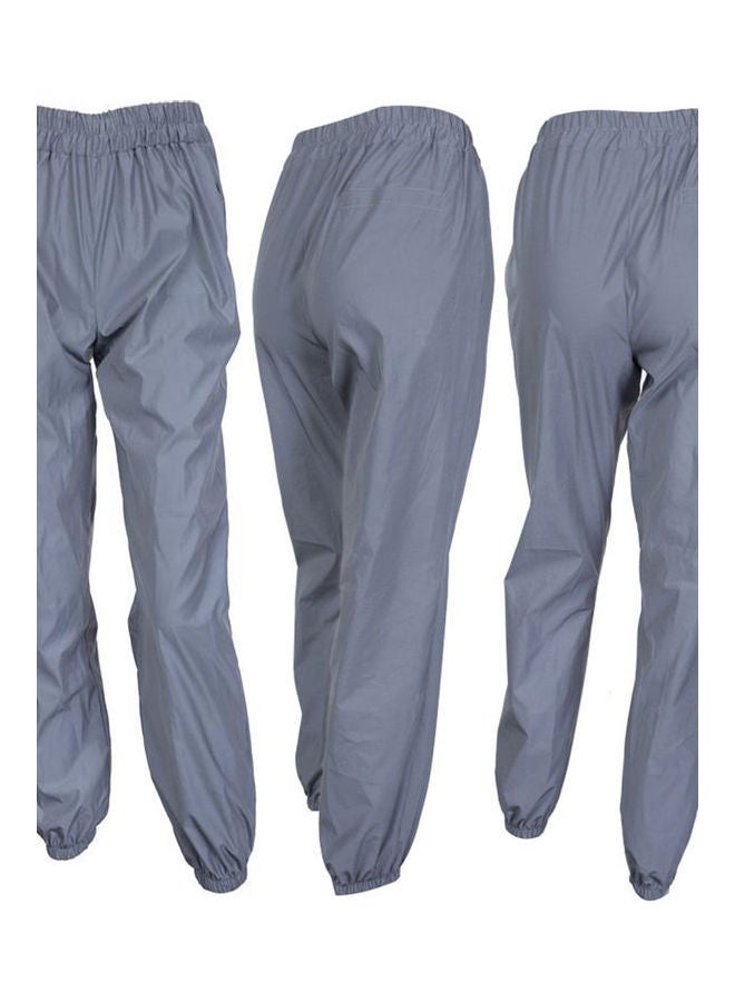 High Waist Baggy Reflective Long Pants Elastic Ankle Tie Trousers Grey - Image 3