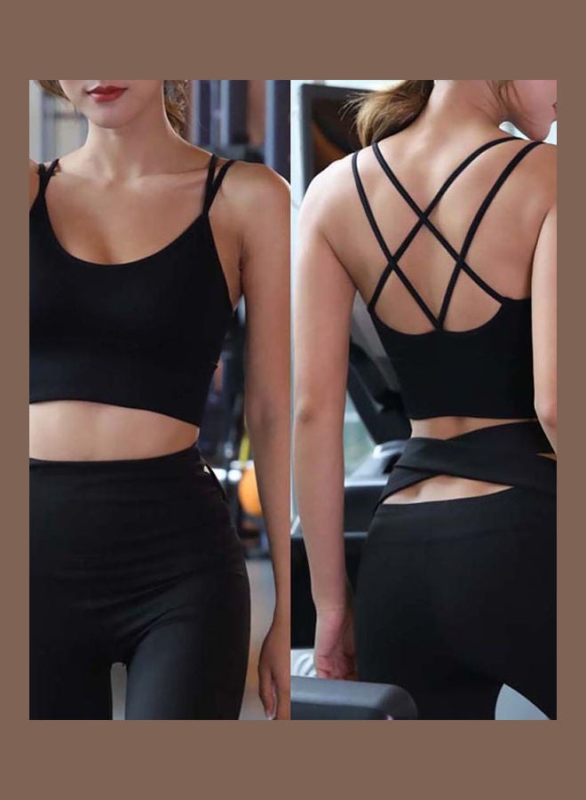 Shockproof Breathable Padded Wireless Gym Sport Yoga Bra Black - Image 2