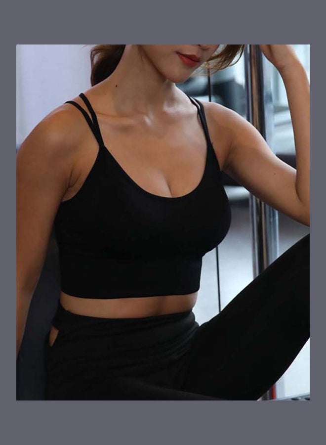 Shockproof Breathable Padded Wireless Gym Sport Yoga Bra Black - Image 3