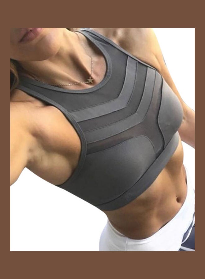 Workout Yoga Sport Breathable Stretch Sleeveless Vest Tank Top Grey  - Image 1