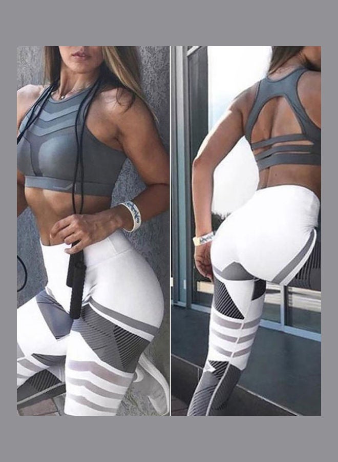 Workout Yoga Sport Breathable Stretch Sleeveless Vest Tank Top White  - Image 2