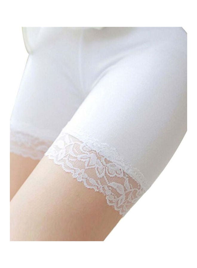 Elastic Seamless Breathable Leggings Safety Pantie Shorts White  - Image 1