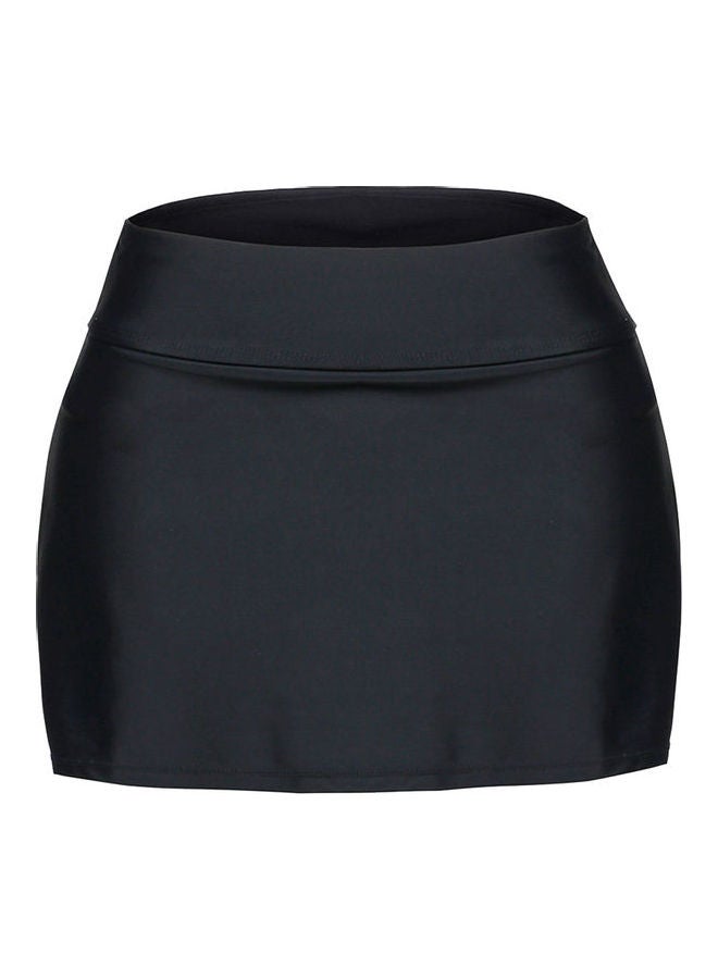 Skirted Bikini Bottom Shorts Elastic Waist Swimsuit Beachwear Black  - Image 1