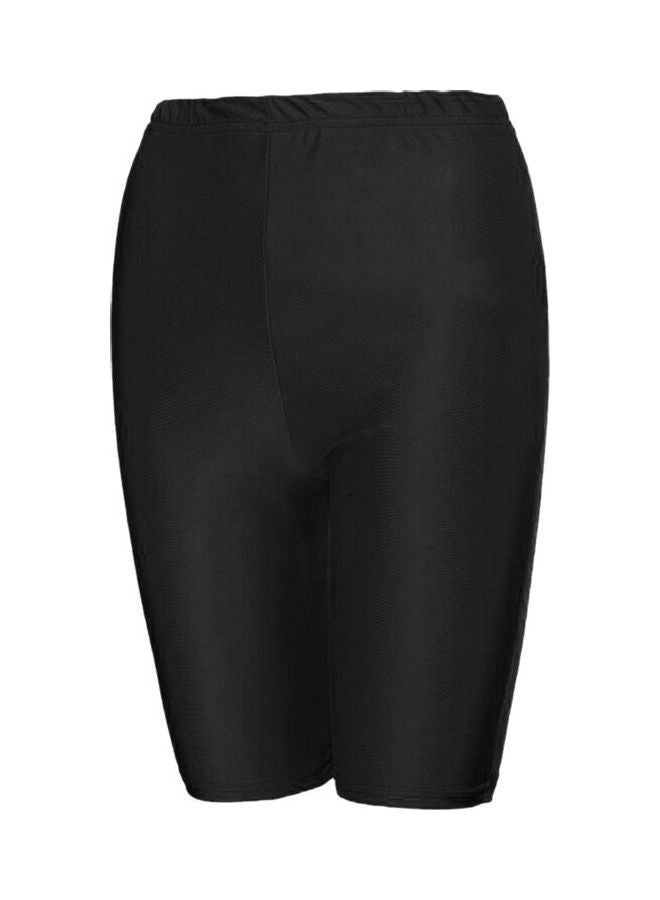 Outdoor Cycling Elastic Polyester High Waist Tight Shorts Pants Leggings Black - Image 1