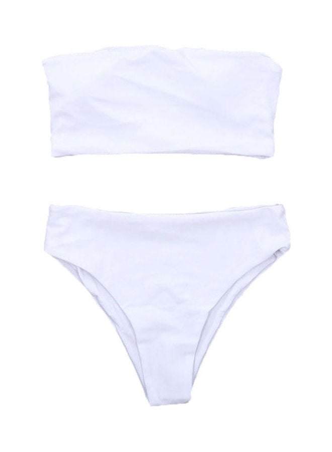 Generic - 2-Piece Padded Tube Top High Waist Panties Bikini Swimwear White - Image 1