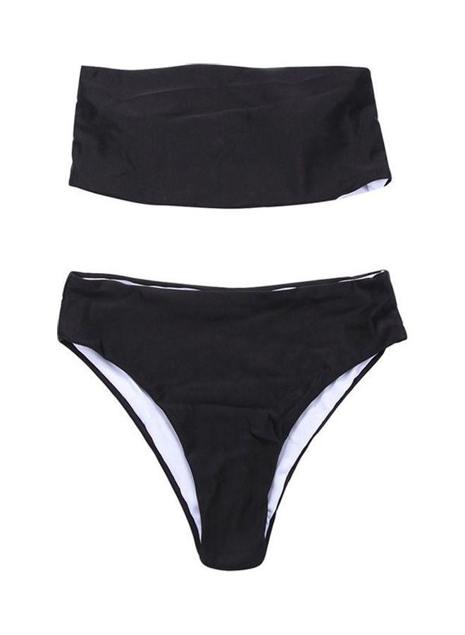 2-Piece Padded Tube Top High Waist Panties Bikini Swimwear Black - Image 1