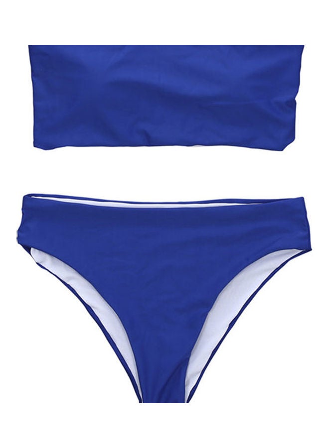 2-Piece Padded Tube Top High Waist Panties Bikini Swimwear Sapphire Blue  - Image 1