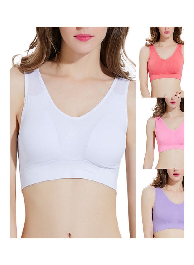 Generic - Padded Wireless Sport Yoga Sleep Bra Cropped Vest White - Image 1