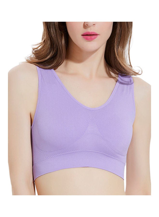 حمالة صدر رياضية بنمط فيست قصير مبطنة لليوغا ارجواني فاتح - Image 1