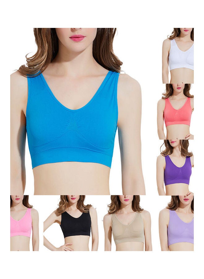 Padded Wireless Sport Yoga Sleep Bra Cropped Vest Beige  - Image 2