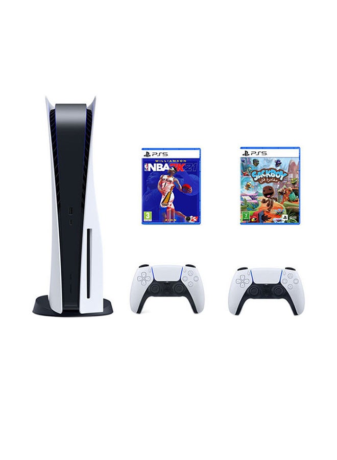 Sony PS5 Console With Extra DUALSHOCK Controllers And 2 Games (NBA 2K2 And Sackboy-A Big Adventure) - Image 1