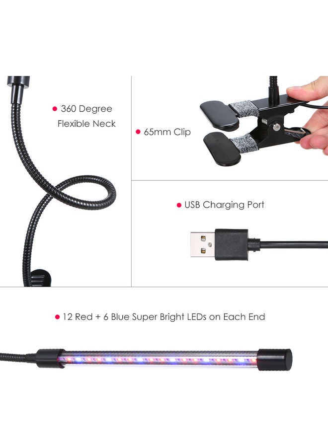 مصباح LED برأس واحد لنمو النباتات يعمل بالتيار المستمر بجهد 5 فولت وقدرة 8 واط متعدد الألوان 33.00 x 4.80 x 13.00Ø³Ù†ØªÙŠÙ…ØªØ±