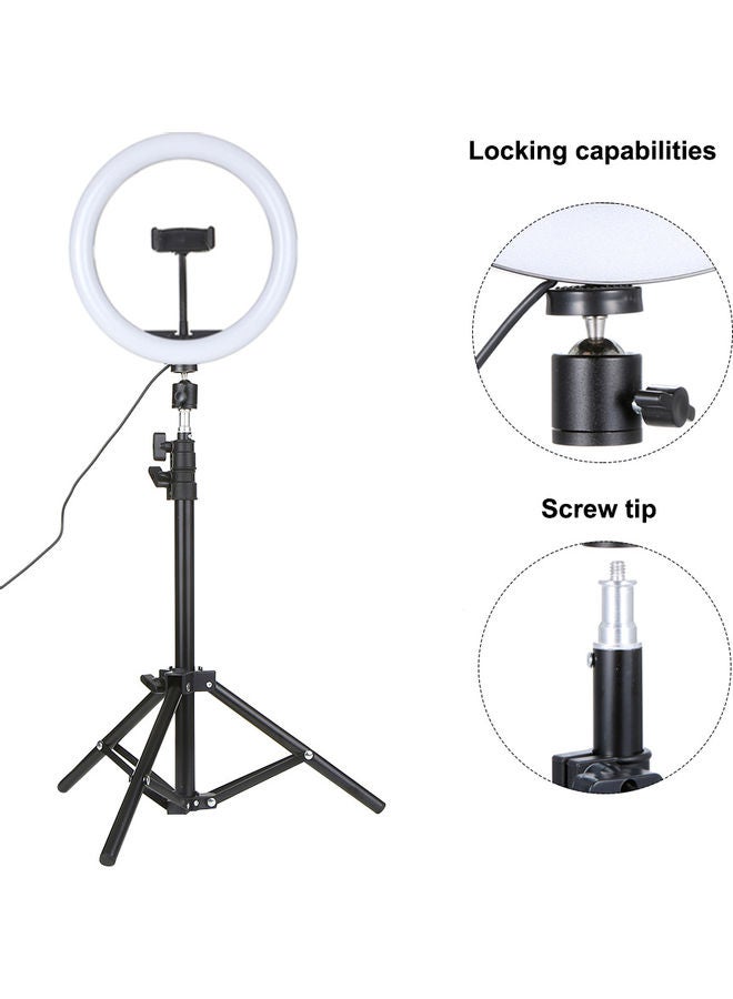 Generic - DC5V 7W LED Light Round Selfie Camera Lamp with Telescopic Tripod USB Powered Operated multicolour 45.50 x 6.50 x 35.00centimeter - Image 1