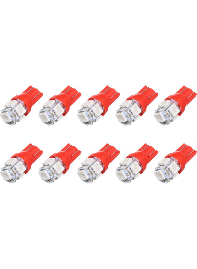 10-Pack 1W 5 LED Car Light Bulb Red 10.00 x 1.10 x 8.00centimeter - Image 1