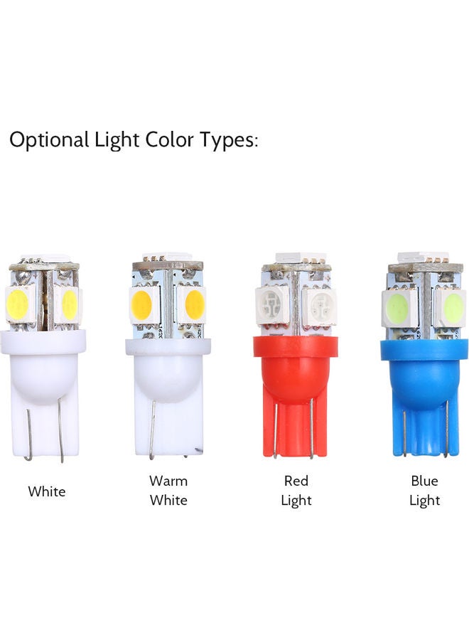 10-Pack 1W 5 LED Car Light Bulb Red 10.00 x 1.10 x 8.00centimeter - Image 2