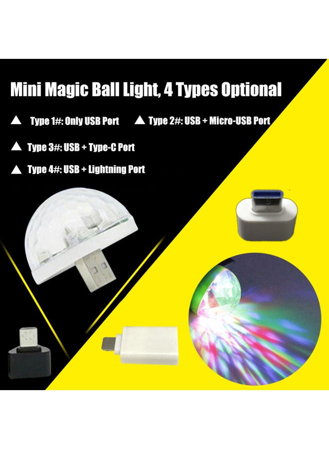 Generic - Mini Disco Light Rotating USB And Lightning Port Magic Ball Light RBG LED Lamp Portable Home Party Stage Light Random Color multicolour 4.00*4.00*4.00cm - Image 1
