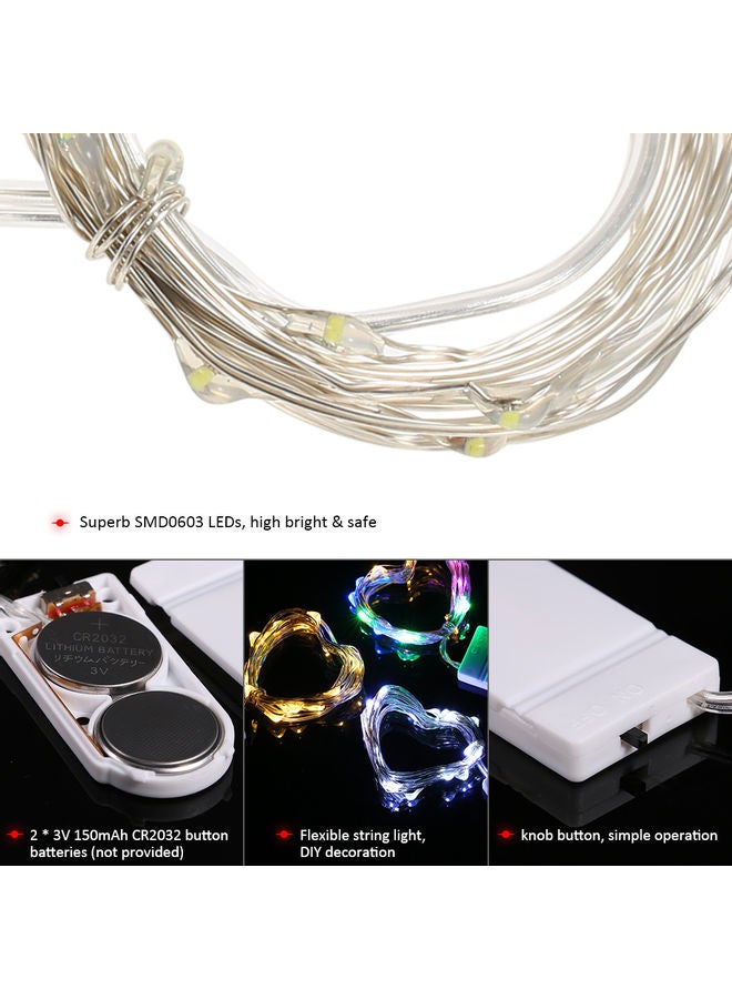 1M 3.3FT 10LEDs Starry Copper Wire String Battery Operated Powered Extra Flexible Bendable Light Strip White 8.00*0.50*6.00cm