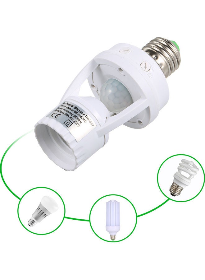 Sensitive PIR Motion Sensor E27 LED Bulb Base Socket Infrafed Automatic  Light Lamp Holder Switch White 15.50*6.30*7.00centimeter  - Image 2