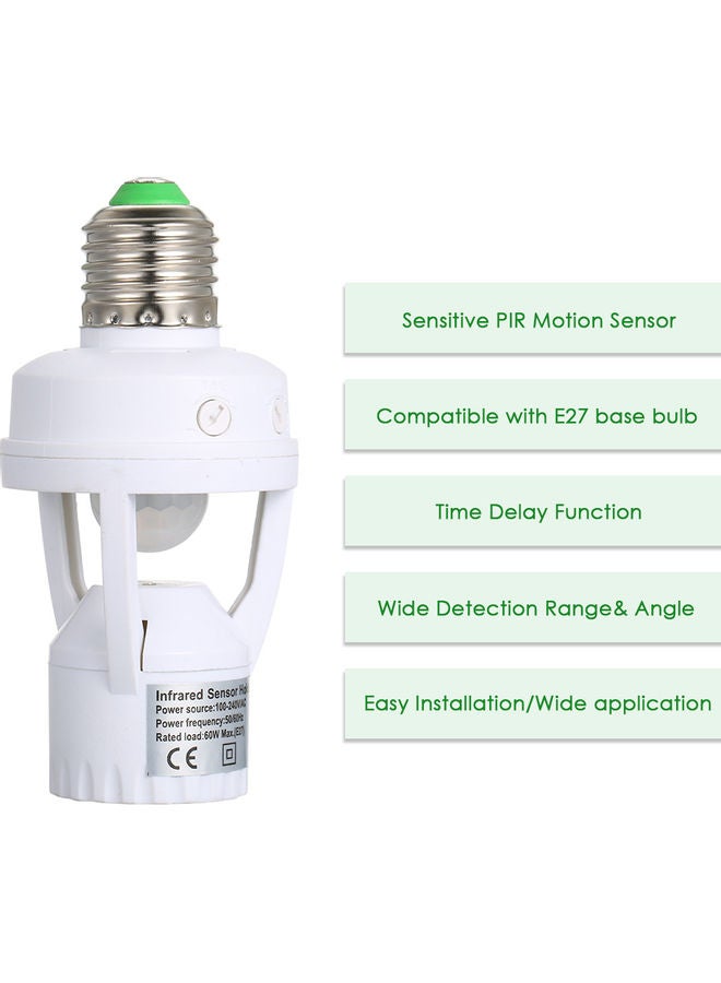 Sensitive PIR Motion Sensor E27 LED Bulb Base Socket Infrafed Automatic  Light Lamp Holder Switch White 15.50*6.30*7.00centimeter  - Image 3