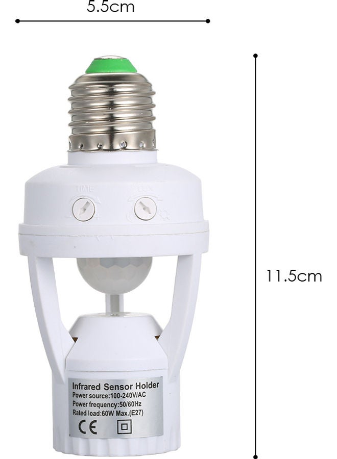 Sensitive PIR Motion Sensor E27 LED Bulb Base Socket Infrafed Automatic  Light Lamp Holder Switch White 15.50*6.30*7.00centimeter  - Image 5
