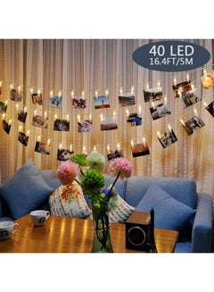 شريط إضاءة مكون من 40 مصباح LED يعمل بالبطارية ومزود بمشبك للصور متعدد الألوان 21.00 x 11.50 x 12.50Ø³Ù†ØªÙŠÙ…ØªØ±