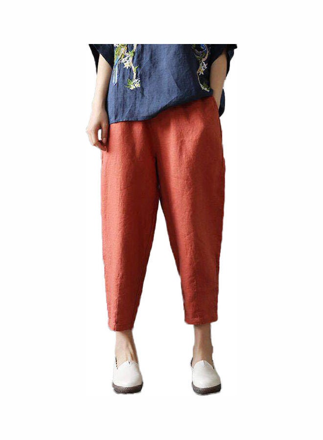 Casual High Waist Capri Pants Harem Trousers Jacinth  - Image 1